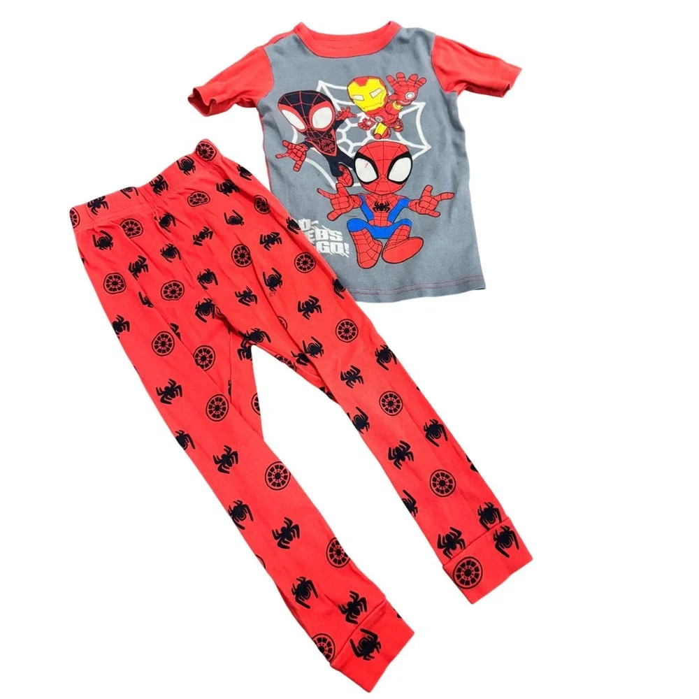 Marvel Spidey Pajama Bundle Boys Size 5 Spider Man PJ Sets Sweatshirt Lot‎